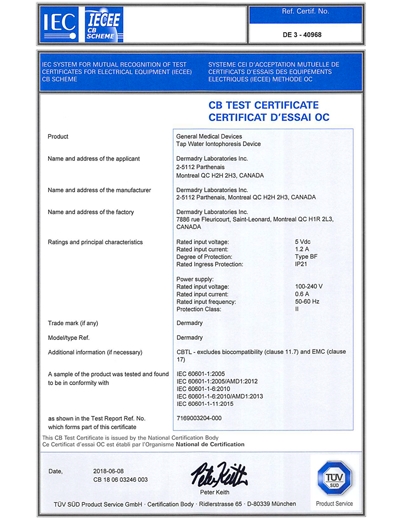 Giấy chứng nhận kiểm tra CB được cung cấp bởi TÜV-SÜD
