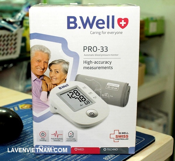 Máy đo huyết áp B.Well PRO-33 phục vụ cho việc đo huyết áp và nhịp mạch nhanh chóng và chính xác có hệ thống.