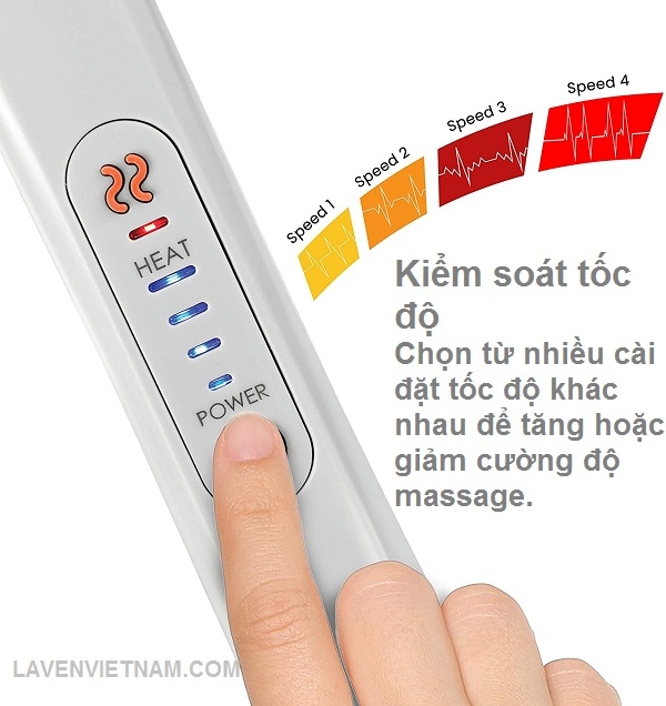 Hai đầu massage HoMedics HHP-351H xoay tròn cung cấp xung bộ gõ lên đến 3.100 lần mỗi phút.