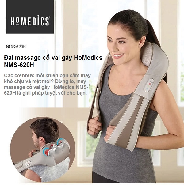 Đai massage vai cổ gáy chuyên nghiệp 4 bi xoay kèm HoMedics NMS-620H
