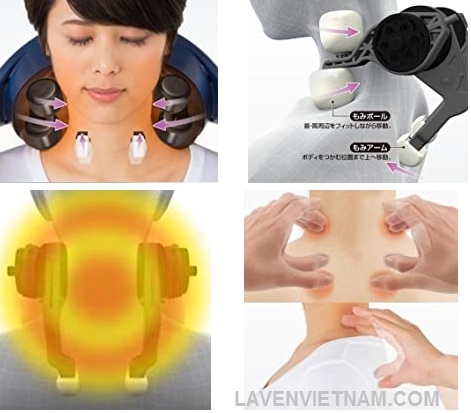 Cơ chế mát xa shiatsu mô tả như các đầu ngón tay bóp và miết vào vùng đau cổ gáy