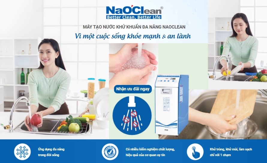 Sử dụng nước khử khuẩn NaoClean trong làm sạch thực phẩm, tiêu diệt vi khuẩn trong thực phẩm và nhà bếp