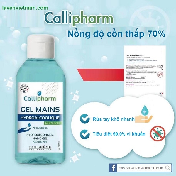 Dung dịch rửa tay khô Callipharm 100ml - Made in France