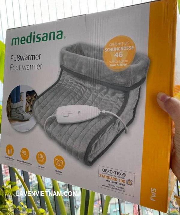 Ủng sưởi ấm chân Medisana FWS là sản phẩm nhập nguyên hộp từ Đức
