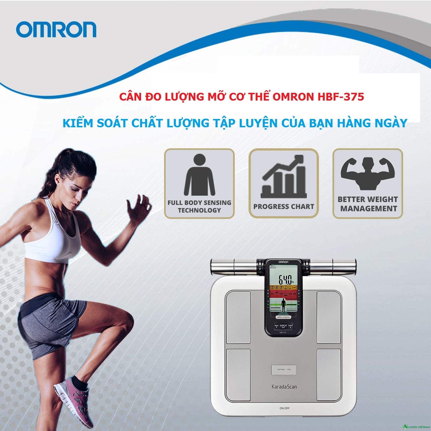 Máy đo lượng mỡ Omron giúp bạn kiểm soát chất lượng tập luyện với từng phần trên cơ thể