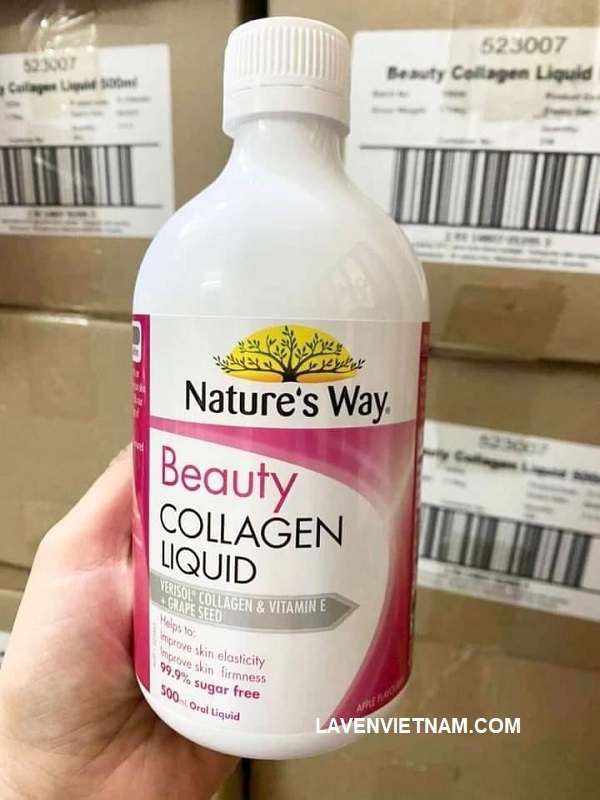 Nước Collagen từ tinh chất hạt nho và Vitamin E Nature’s Way Beauty Collagen Liquid rất thơm ngon và dễ uống.